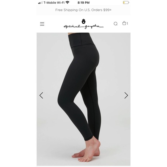 Spiritual Gangster Black High Waisted Leggings, Side Cut Outs, Small NWT - Picture 2 of 9